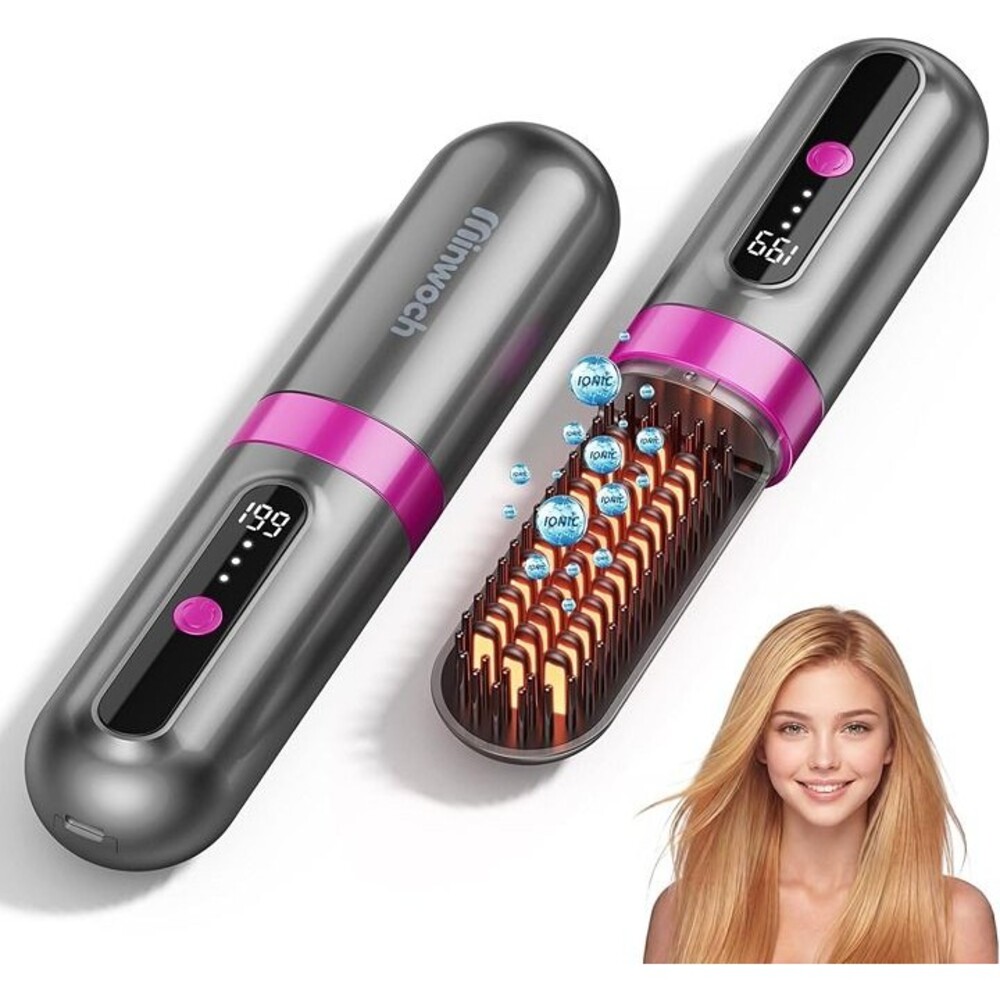 Cordless Hair Straightener Brush for Women